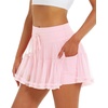 image:imageStelle Womens Tiered Ruffle Tennis Athletic Skirts with Built in ShortsBallet Pink