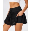 image:imageStelle Womens Tiered Ruffle Tennis Athletic Skirts with Built in ShortsBlack