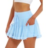 image:imageStelle Womens Tiered Ruffle Tennis Athletic Skirts with Built in ShortsLight Blue