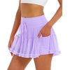 image:imageStelle Womens Tiered Ruffle Tennis Athletic Skirts with Built in ShortsLilac