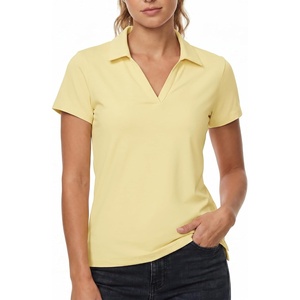 image:imageStelle Womens Golf Polo Shirts V Neck UPF50 Quick Dry Business Casual TopsLemon Butter