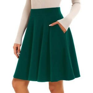 image:imageStelle Womens Knee Length Flared Skirt for Casual Office Travel WearGreen