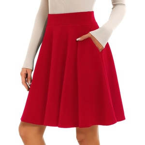 image:imageStelle Womens Knee Length Flared Skirt for Casual Office Travel WearRed