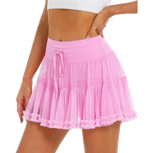 image:imageStelle Womens Tiered Ruffle Tennis Athletic Skirts with Built in ShortsCotton Candy