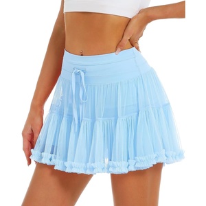 image:imageStelle Womens Tiered Ruffle Tennis Athletic Skirts with Built in ShortsLight Blue