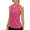 image:imageStelle Womens Sleeveless Ruffle Golf Polo Shirt UPF 50 Quick Dry Tank TopsDreamhouse Pink