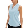 image:imageStelle Womens Sleeveless Ruffle Golf Polo Shirt UPF 50 Quick Dry Tank TopsLight Blue