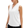 image:imageStelle Womens Sleeveless Ruffle Golf Polo Shirt UPF 50 Quick Dry Tank TopsWhite