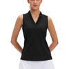 image:imageStelle Womens Sleeveless Ruffle Golf Polo Shirt UPF 50 Quick Dry Tank TopsBlack